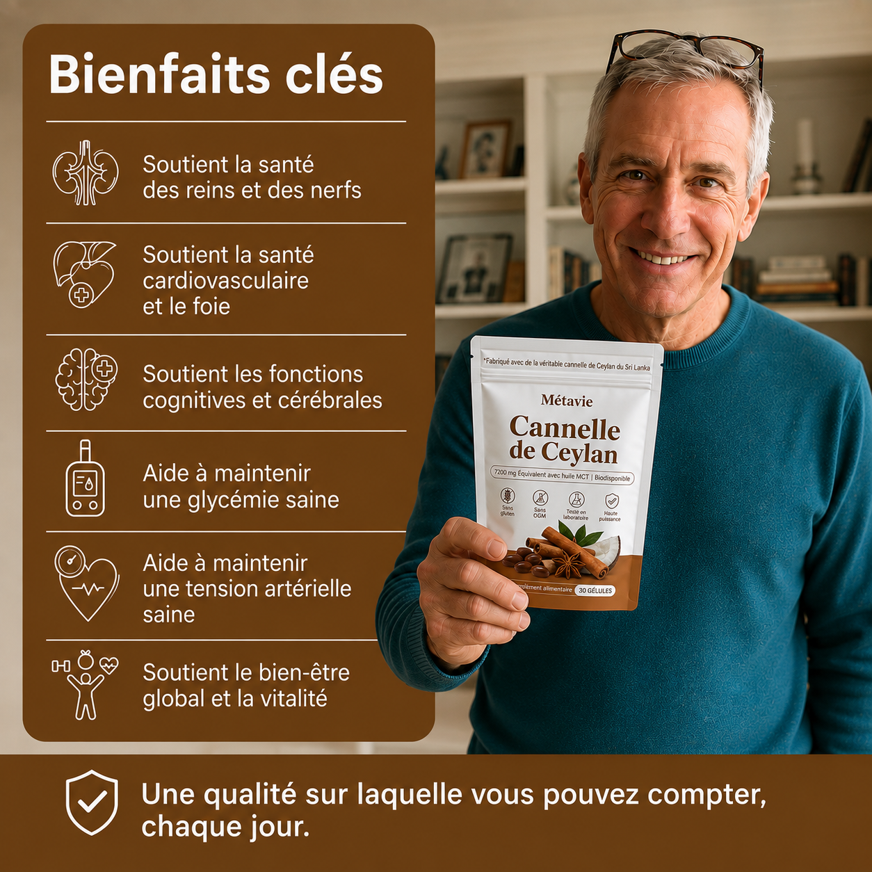 Cannelle de Ceylan Équivalent à 7200mg avec huile MCT